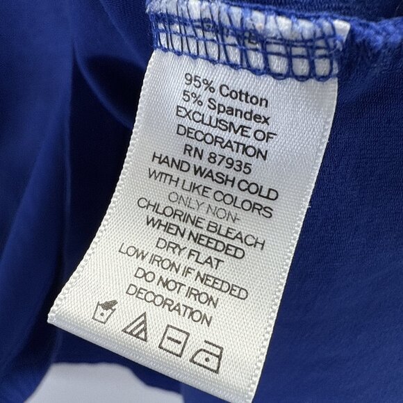 Susan Graver Women's Top Size Plus 3X Royal Blue Beaded V Neck Short Sleeves - Picture 3 of 5